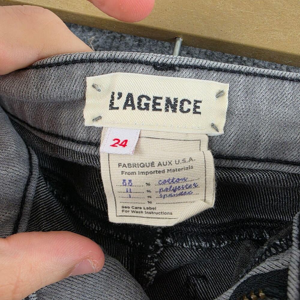 L Agence Jeans 24 Kendra High Rise Cropped Flare Grey Denim Casual Chic Work - Picture 5 of 13